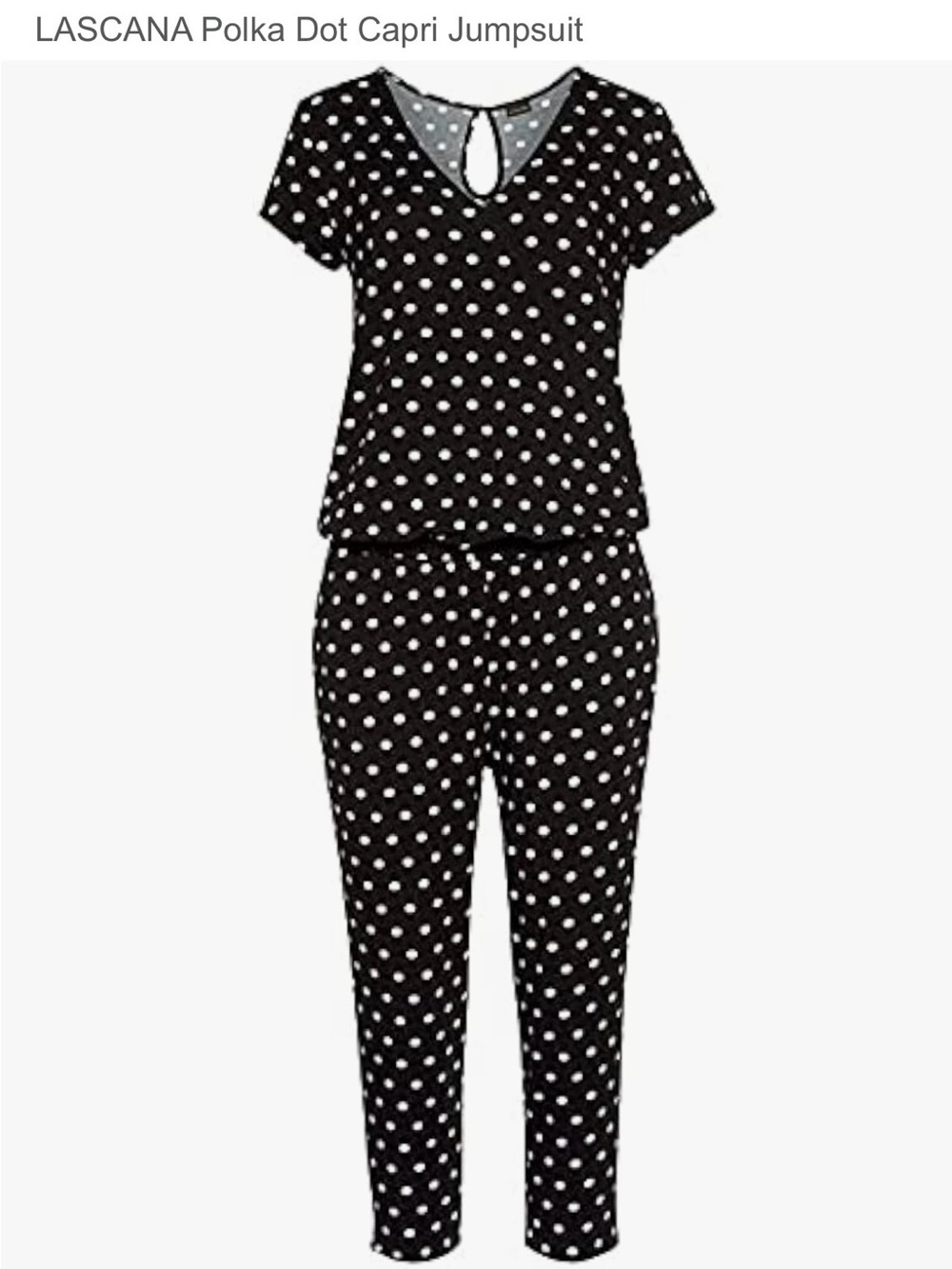 LASCANA Black & White Polka Dot Capri Jumpsuit